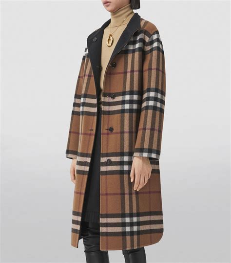 burberry wool coat with fur hood|burberry reversible check wool coat.